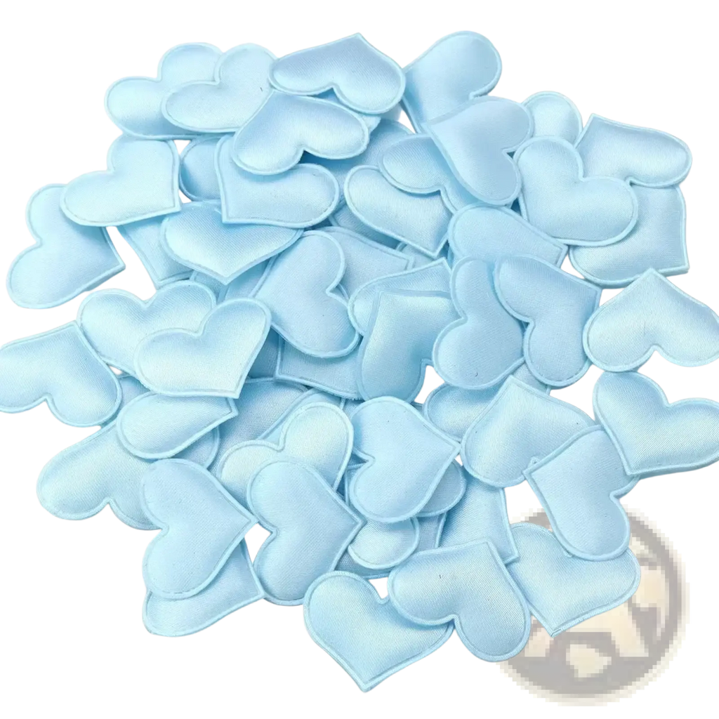 Light blue heart-shaped fabric patches 3cm for Valentine party table decor confetti