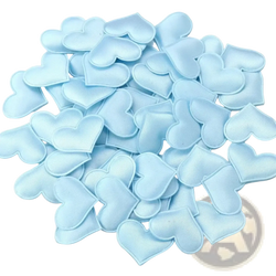 Light blue heart-shaped fabric patches 3cm for Valentine party table decor confetti