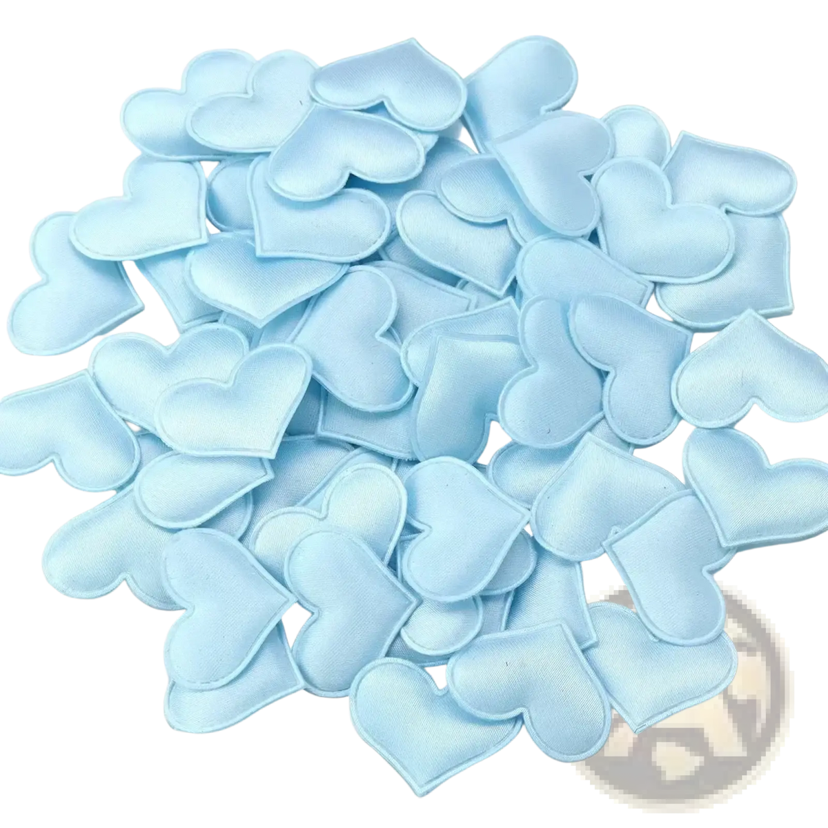 Light blue heart-shaped fabric patches 3cm for Valentine party table decor confetti