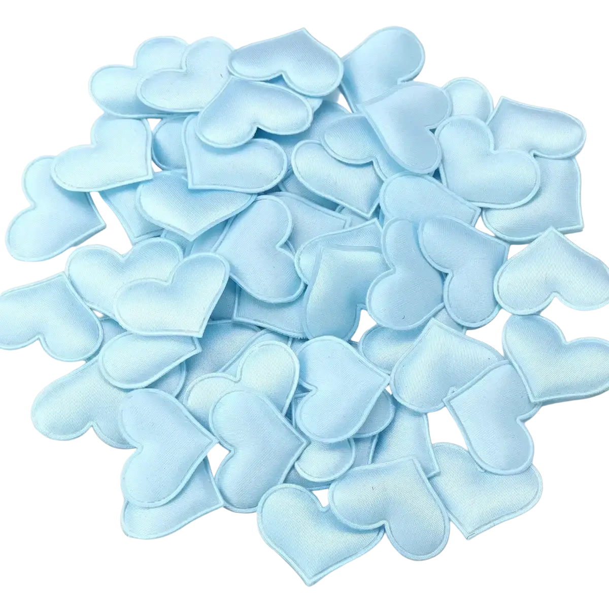 Light blue heart-shaped fabric patches 3cm for Valentine party table decor confetti