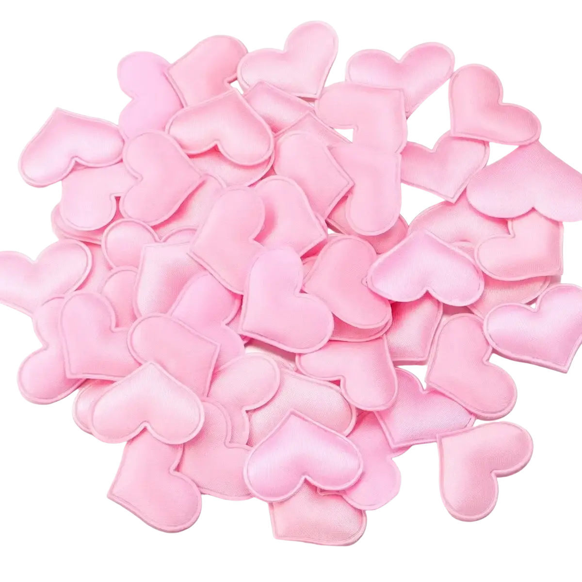 Pink heart-shaped fabric patches 3cm in size for heart confetti fabric table decor at valentine parties