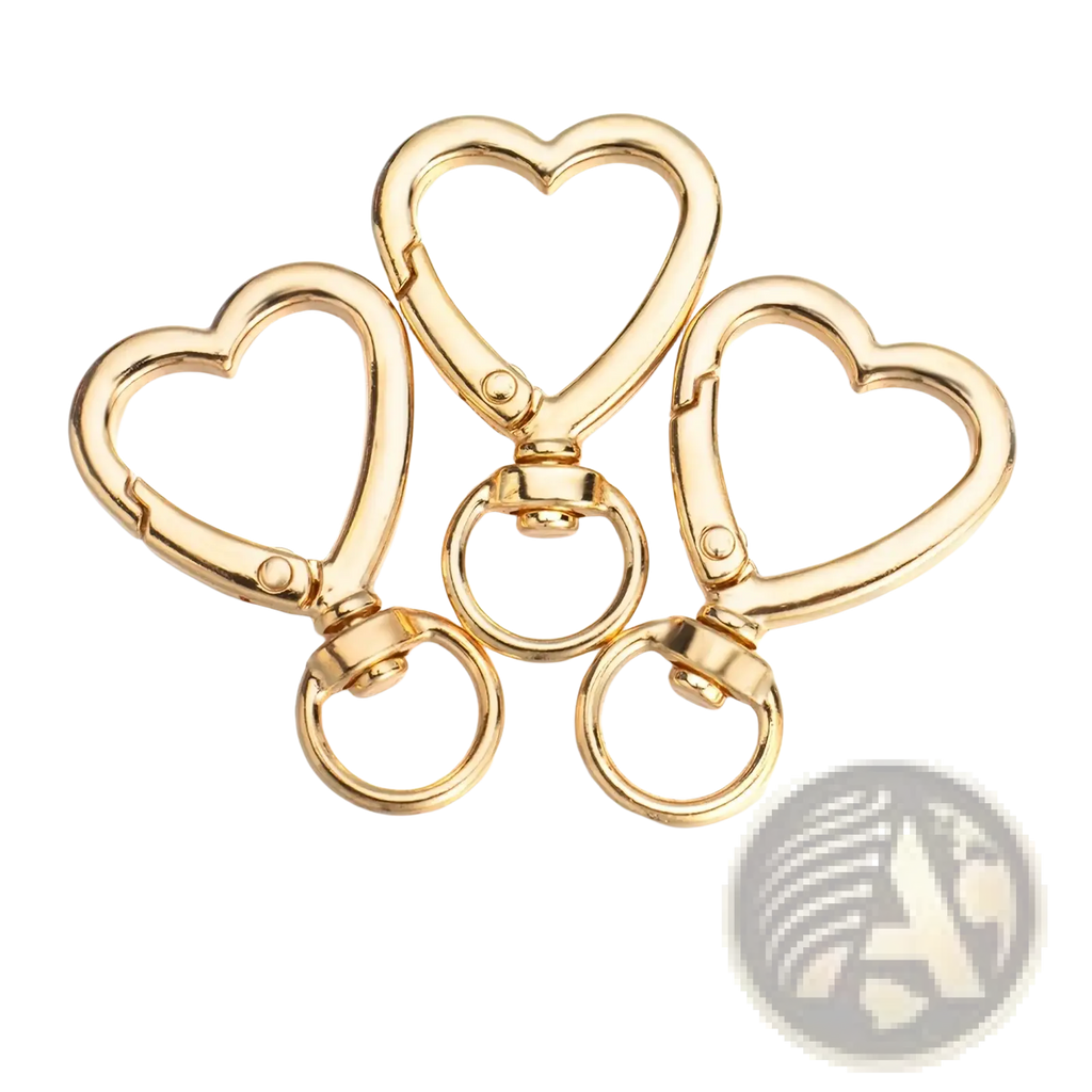 Heart keychain 3pack gold enamel heart shaped clips with swivel clasps and circular rings for keys or accessories