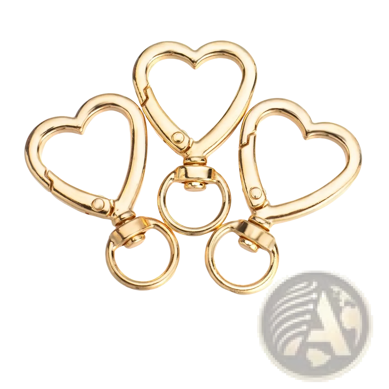 Heart keychain 3pack gold enamel heart shaped clips with swivel clasps and circular rings for keys or accessories