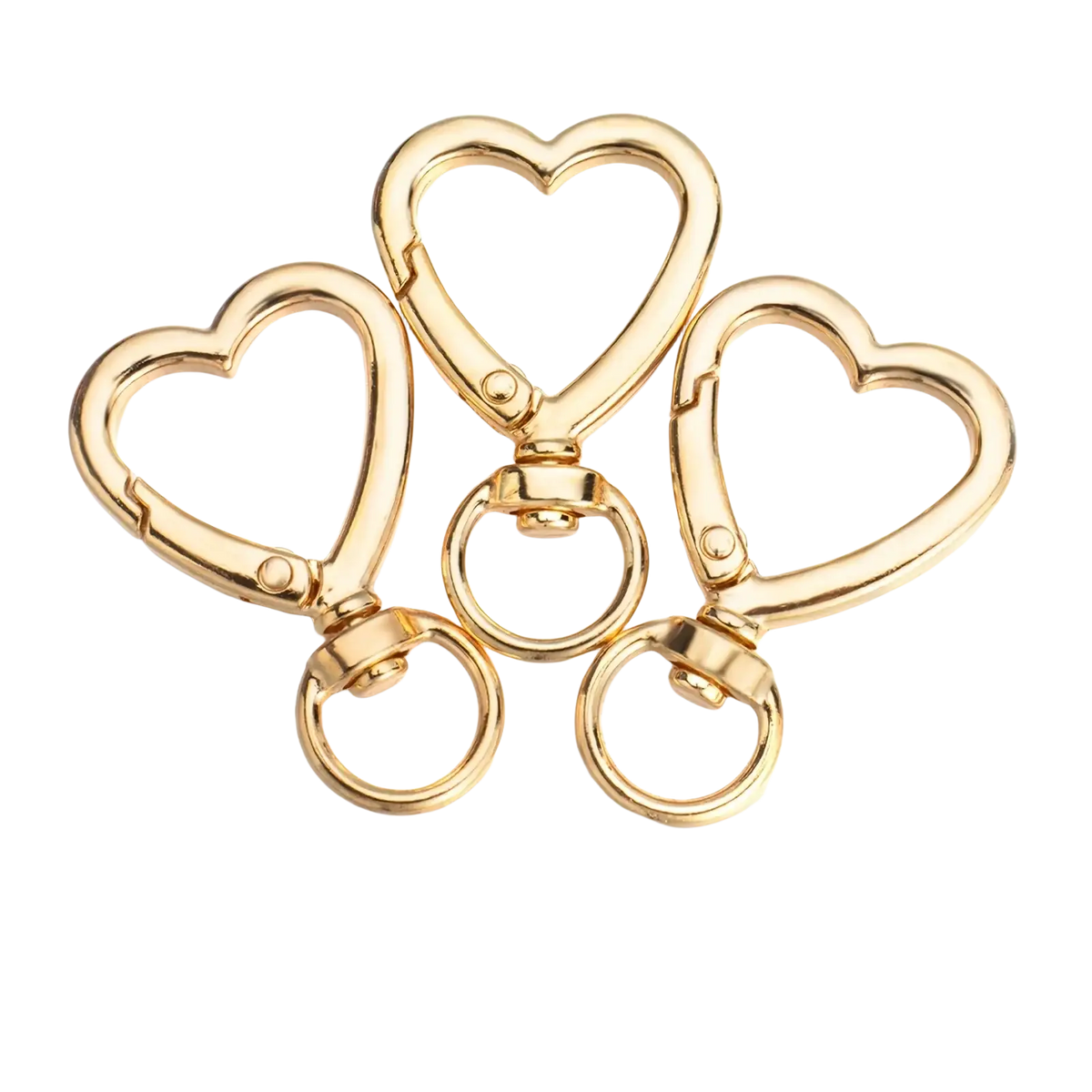 Heart keychain 3pack gold enamel heart shaped clips with swivel clasps and circular rings for keys or accessories