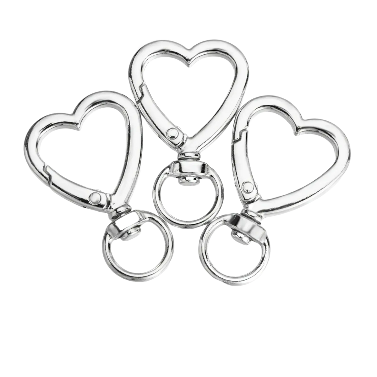 Silver heart-shaped keychain clips with swivel ring and snap closure from heart keychain 3pack enamel gold heart clasp ring