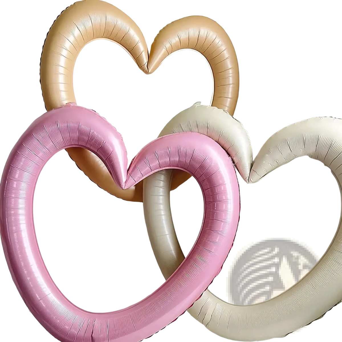 Pink gold and cream heart photo frame foil balloons with shiny metallic finish for party decoration