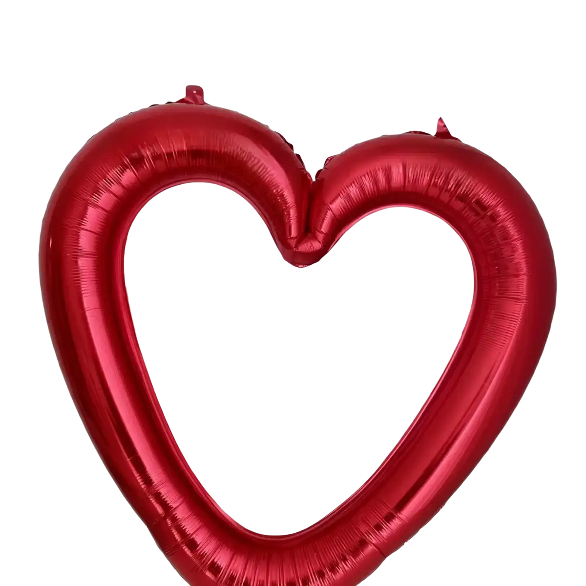 A shiny red heart photo frame foil balloon with a glossy metallic finish measuring 40 inch for decoration