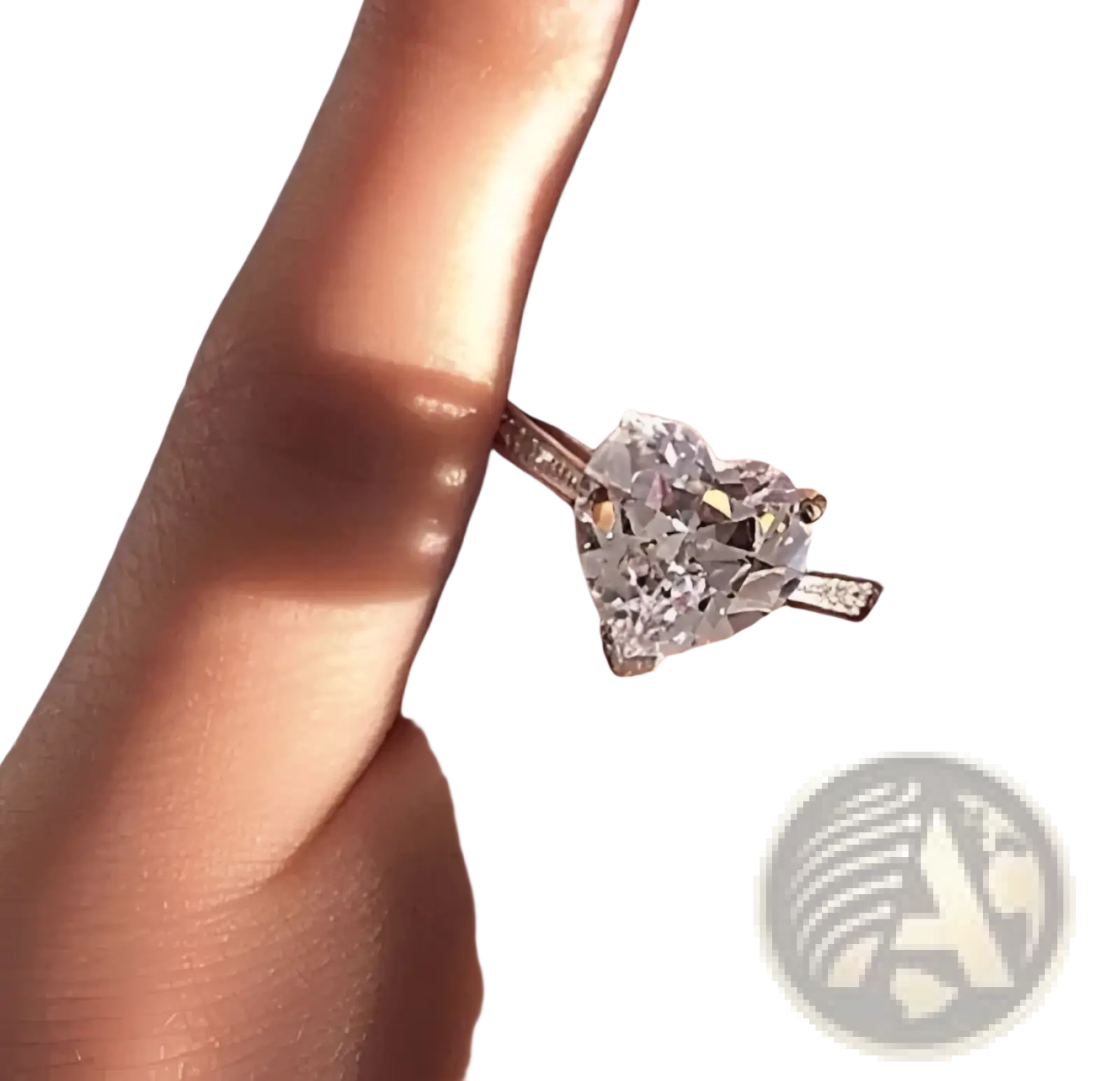 Heart shaped zircon engagement ring with sparkling diamond centerpiece and tiny accents on white gold plated band