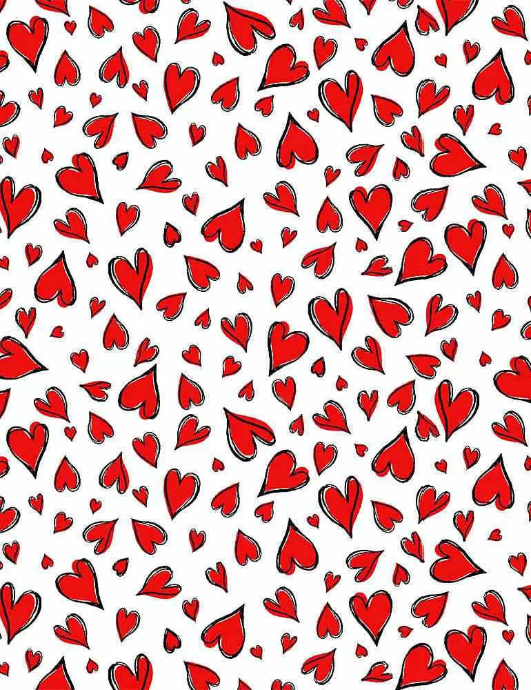 Vintage 1950s white sleeveless bow top with red hearts and black outlines scattered on the fabric
