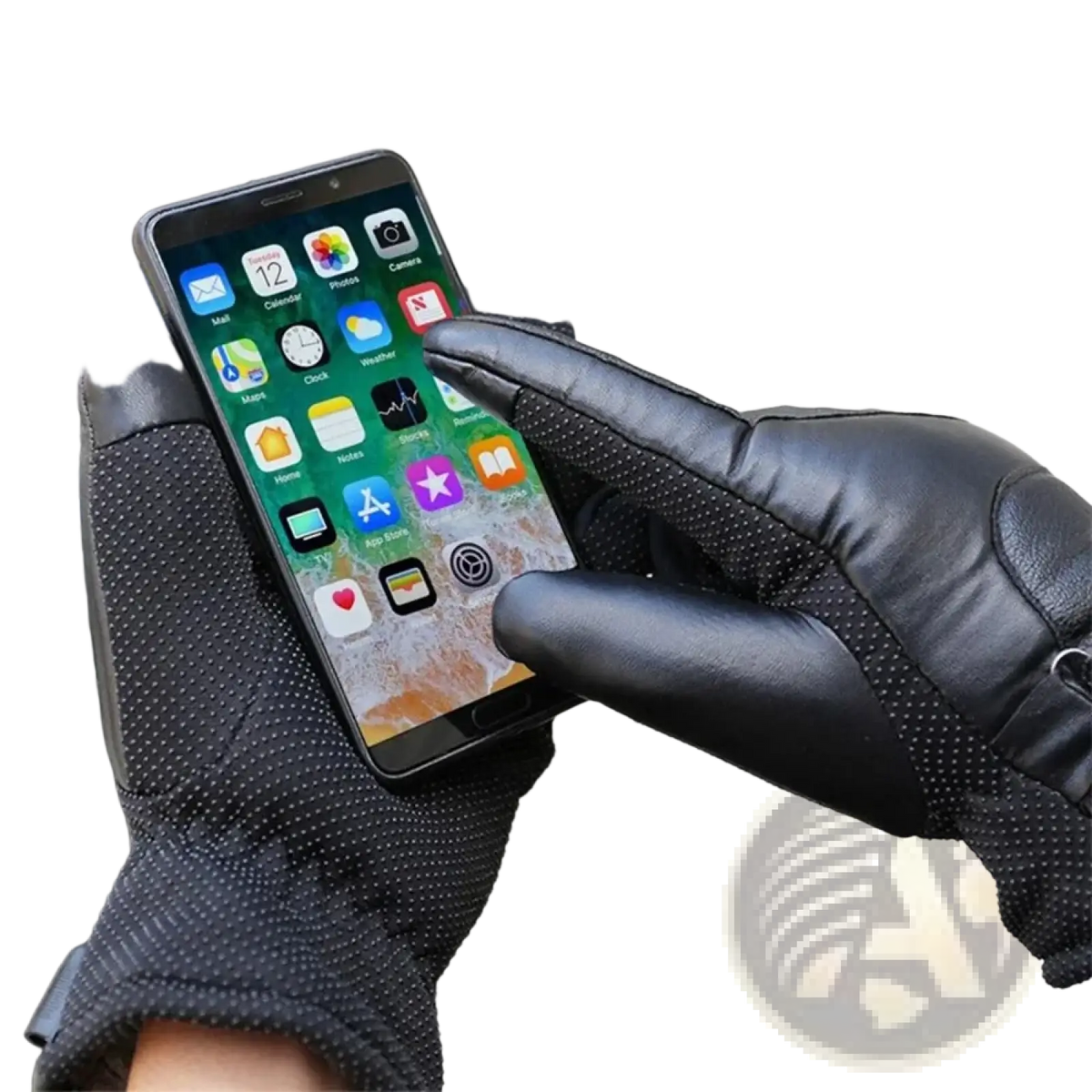 Black heated cycling gloves with usb, touchscreen compatibility, textured fingertips, and perforated palm for grip