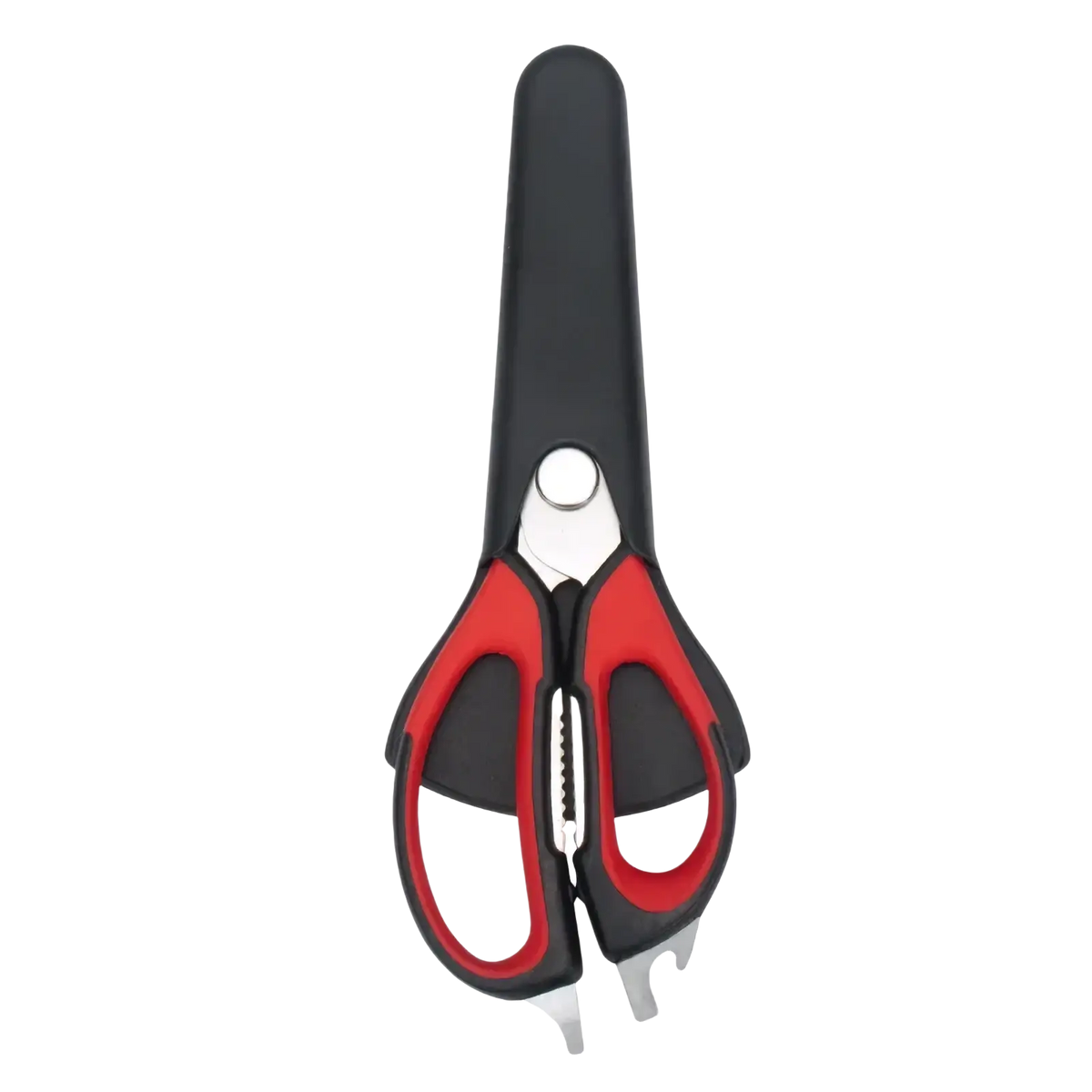 Heavy duty kitchen shears multi functional scissors with red and black ergonomic design for versatile cutting tasks