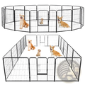 Black metal heavy duty dog playpen with multiple panels and gate for safe exercise and containment