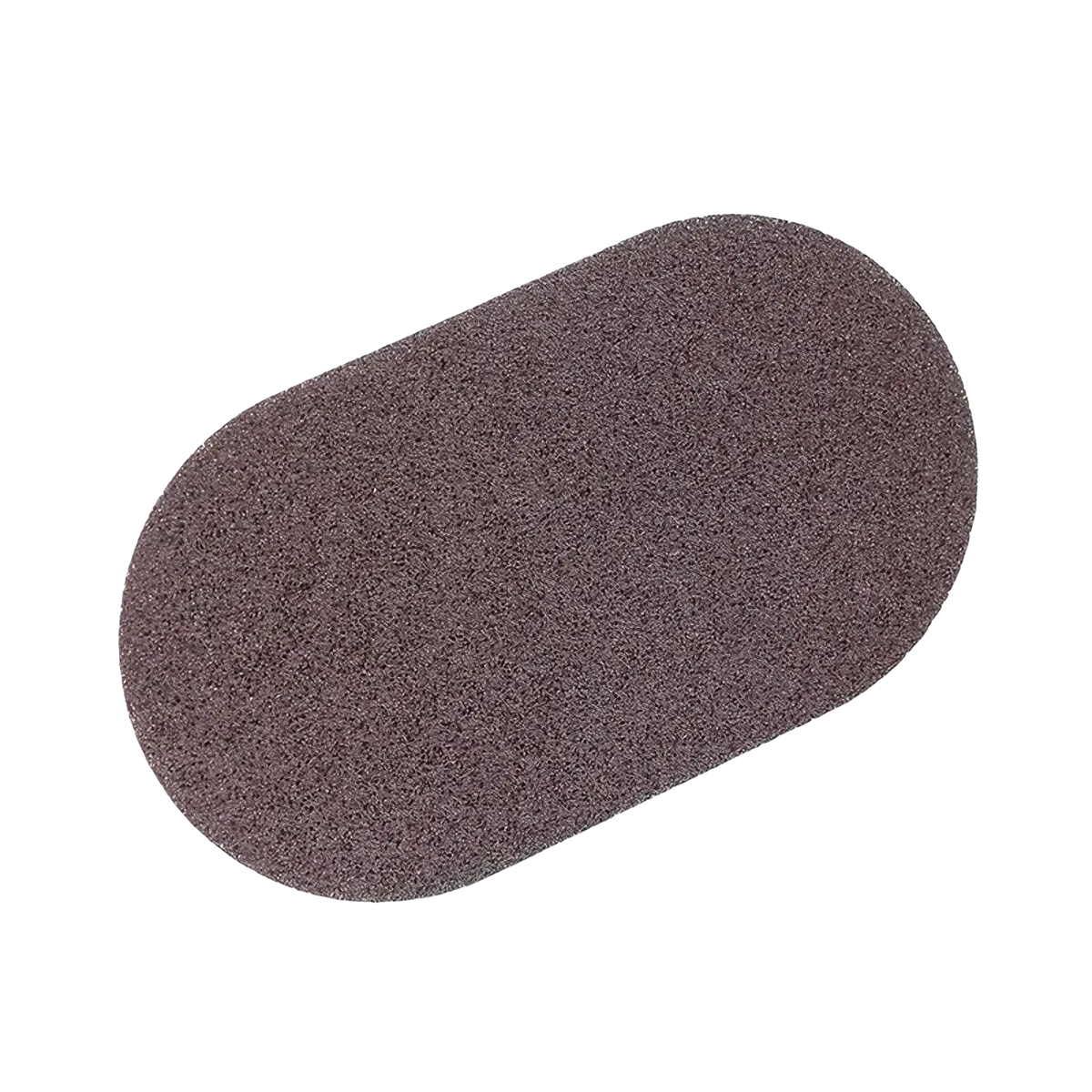 Dark gray oval-shaped heavy duty pot scraper sponge with textured abrasive sanding pad and handle for tough cleaning tasks