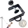 Black metal heavy duty resistance band door anchor mount with star-shaped knob threaded screw and integrated d-ring for securing equipment