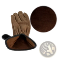 Heavy duty suede work glove in brown with cotton-lined interior for breathability and sweat absorption