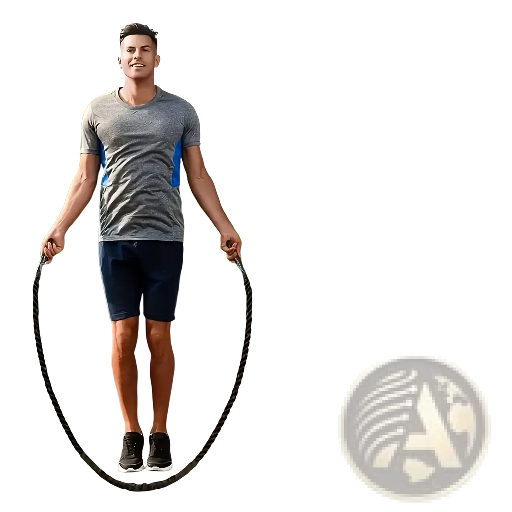 Black braided heavy weighted jump rope designed for strength training and durability