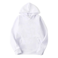 White heavyweight fleece hooded pullover sweatshirt with soft plain fabric and front pouch pockets