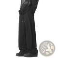 Black heavyweight straight leg sweatpants with a relaxed flowing silhouette and drawstring waist detail