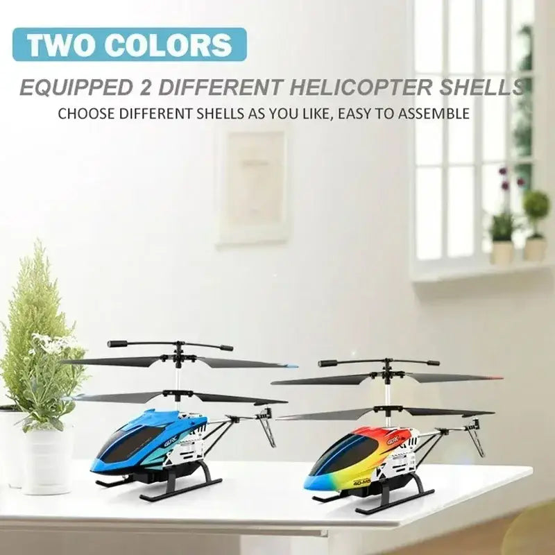 Helicóptero control remoto m5 con luz led en colores azul y negro y rojo con rayas para evitar accidentes