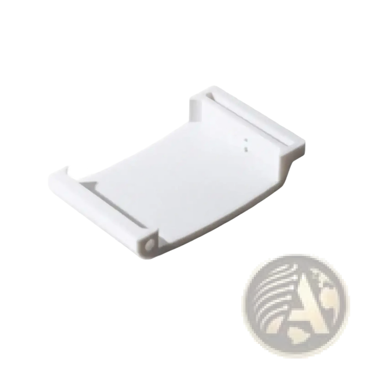 White plastic watch band connector of helio strap whoop 4.0 adapter and wristband shown from the back side