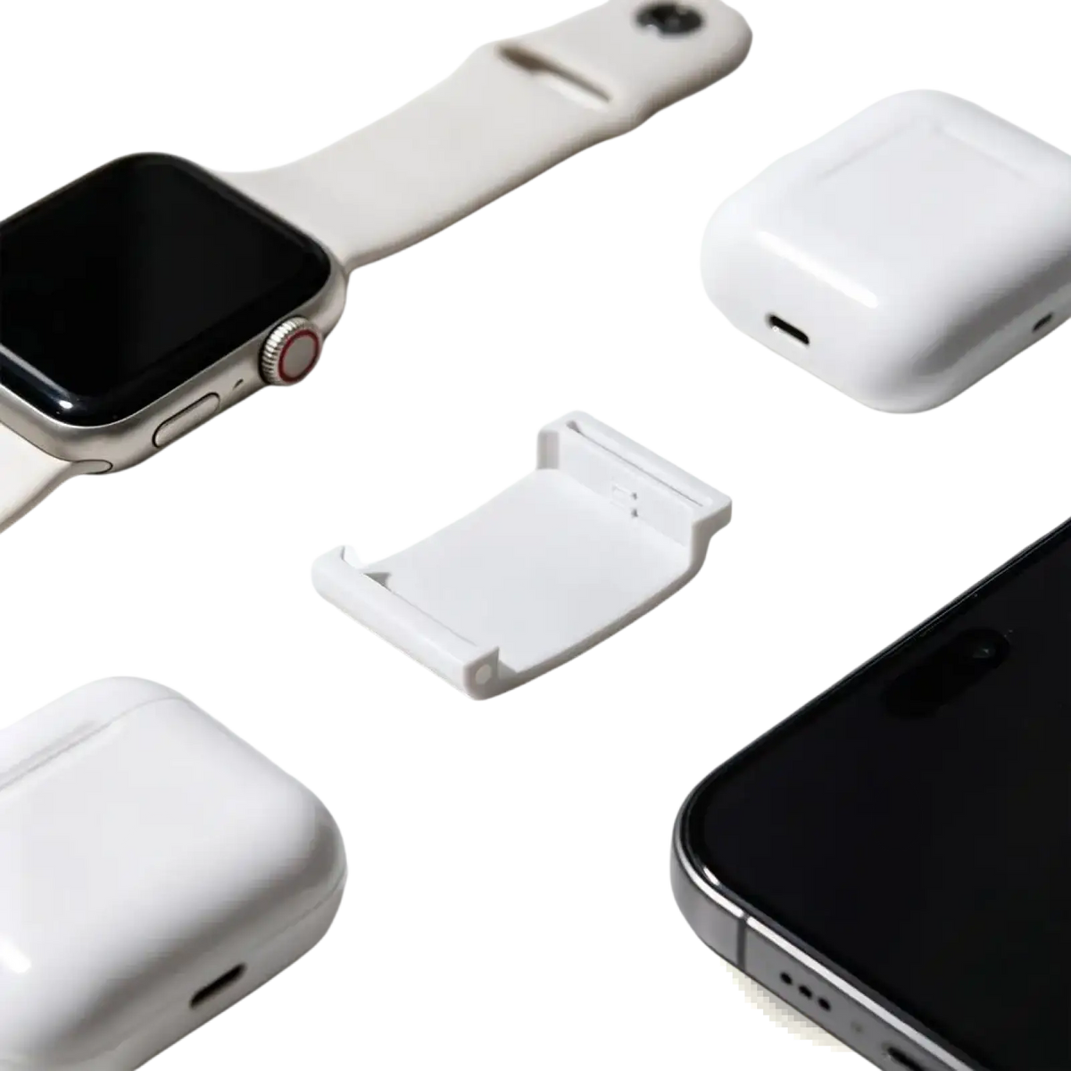 White plastic clip for helio strap whoop 4.0 adapter and wristband shown from the back side