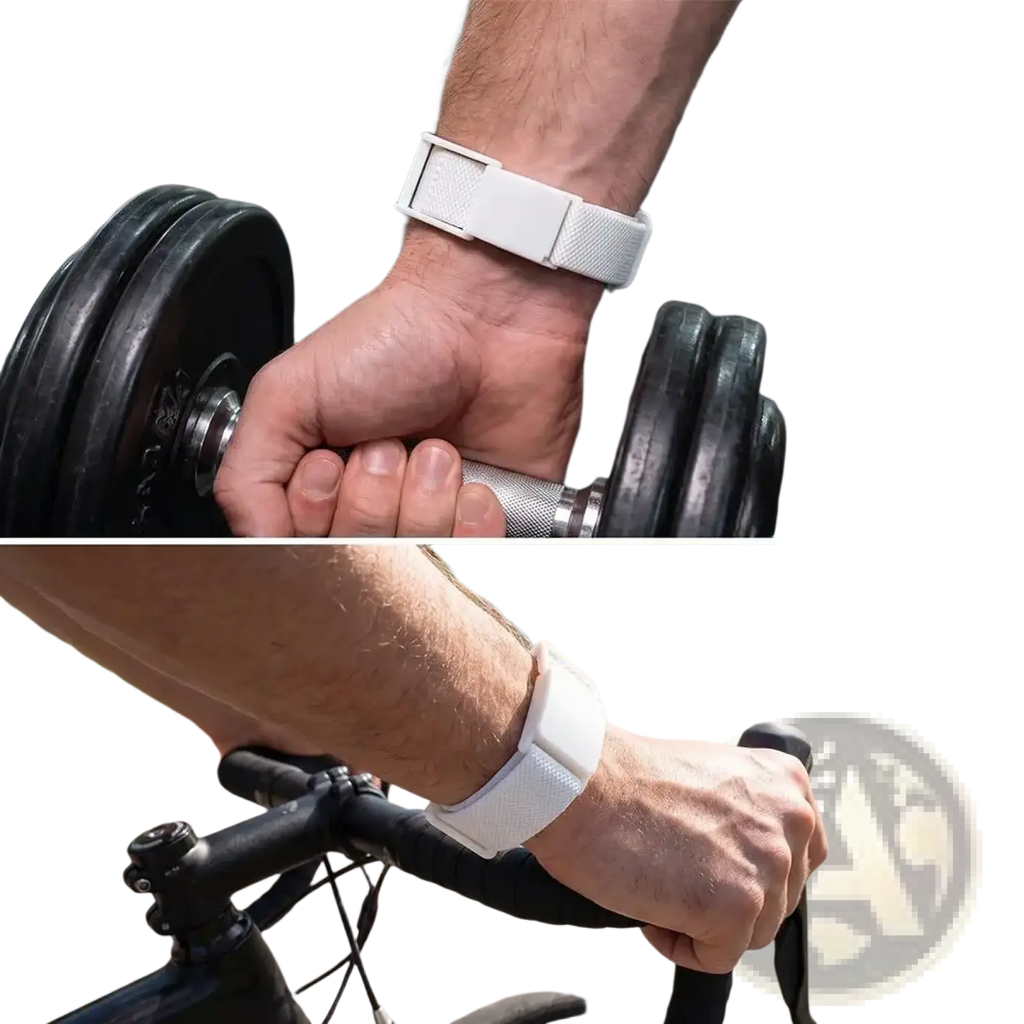 White textured silicone fitness tracker band for helio strap whoop 4.0 adapter and wristband shown from the back side