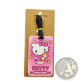 Pink silicone hello kitty luggage tag with pink bow teddy bear yellow stars and kitty sweet baby text for suitcase id label