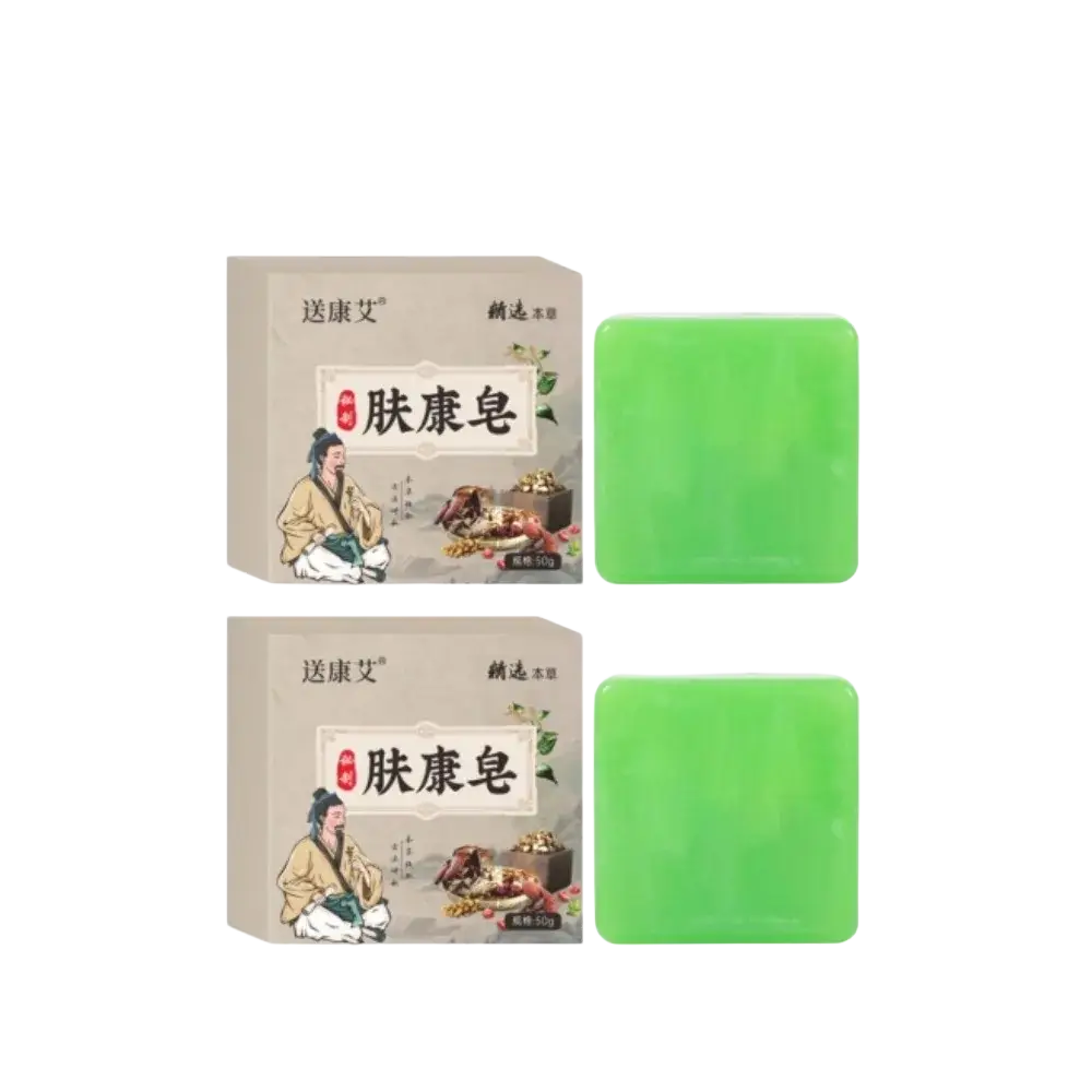 Bright green herbal soap bars set of two designed for body odor control and rich lather cleansing