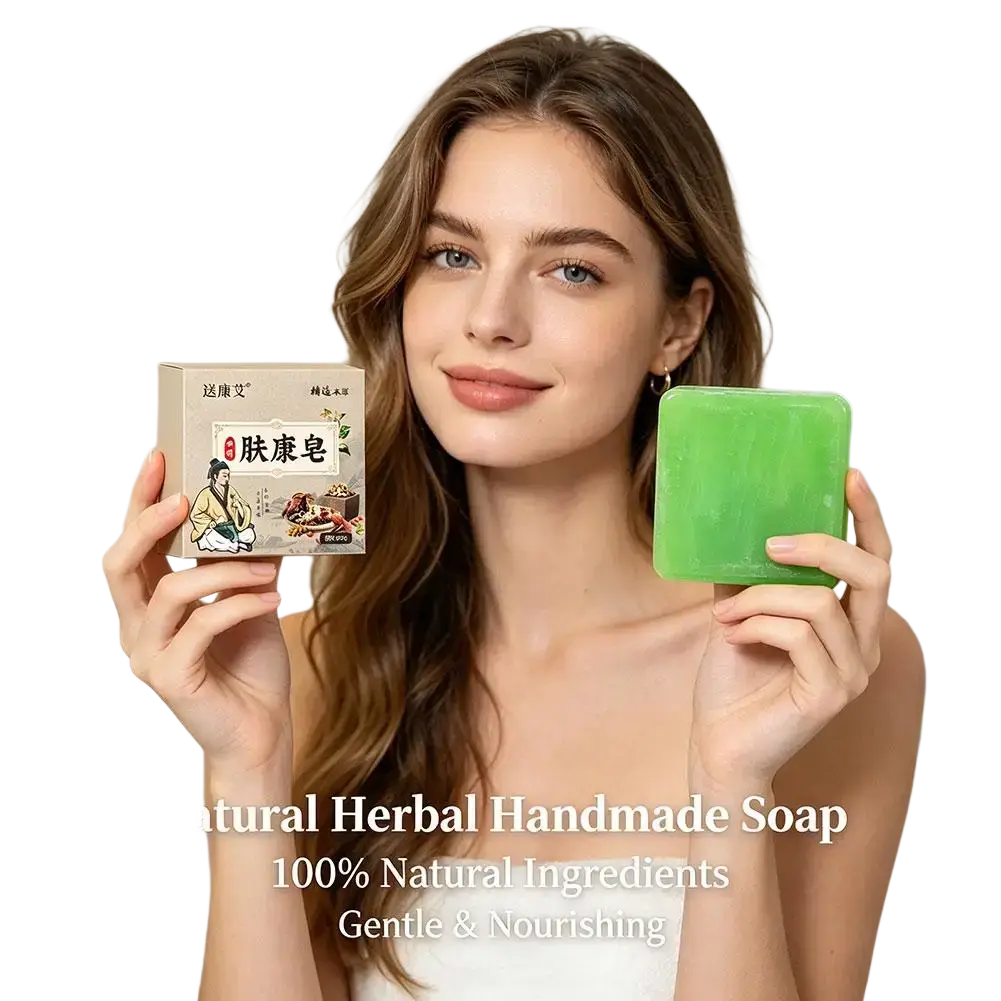 Green rectangular herbal soap bar for body odor with rich lather natural handmade soap bar