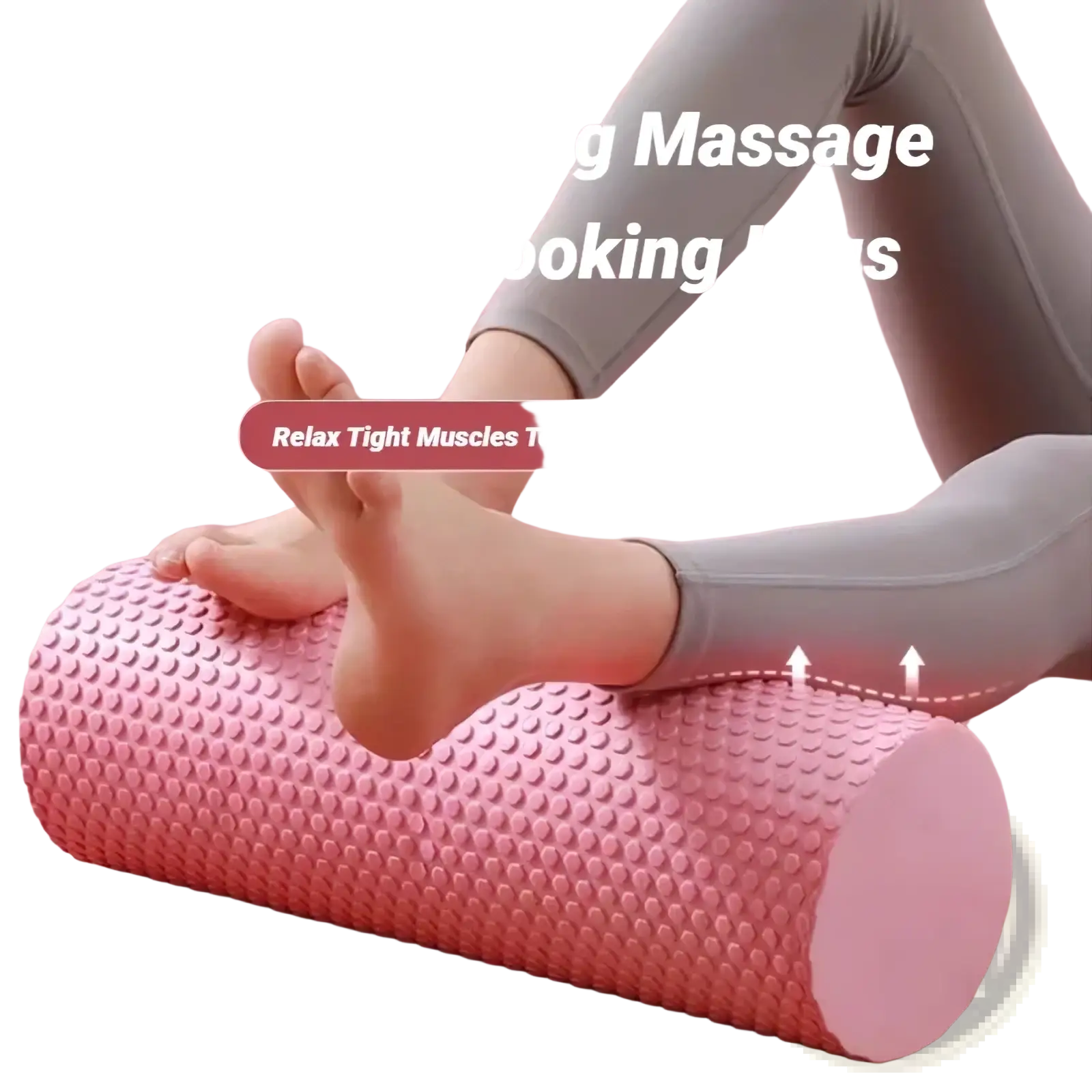 Pink hexagonal eva foam yoga roller with textured surface for body shaping massage and pilates use