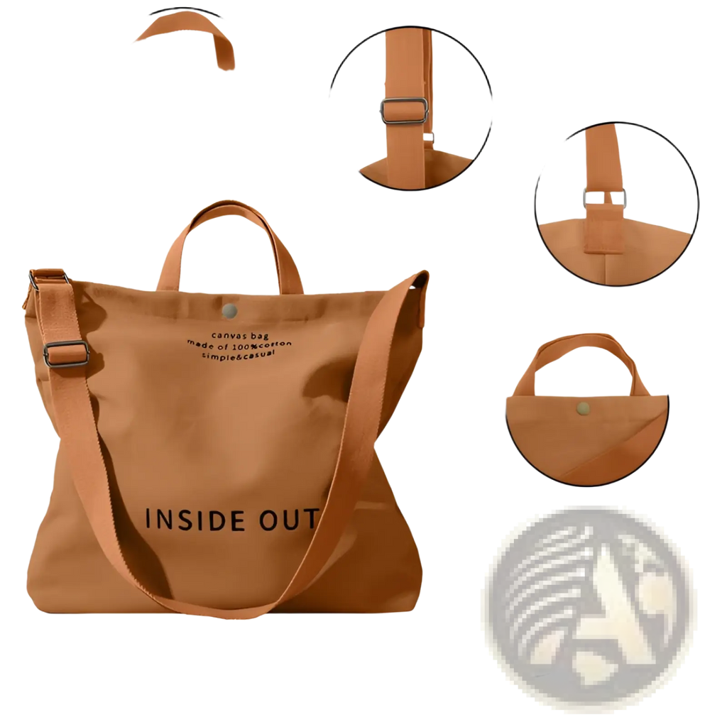 High end large capacity tan canvas tote bag with adjustable shoulder strap and reinforced handles for durability