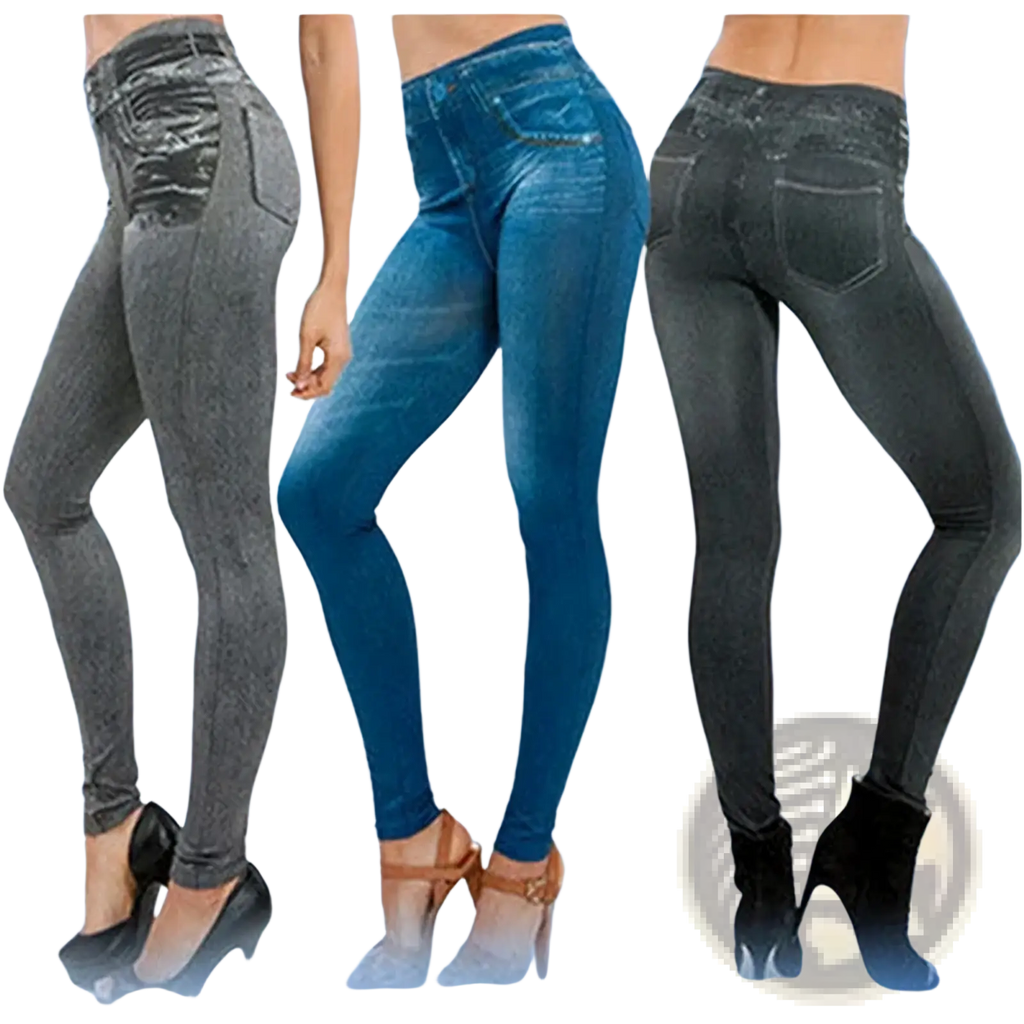 High waist denim leggings slim fit in grey blue and black made of stretch denim for casual and office wear