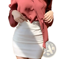 White high waist mini pencil skirt with form-fitting ribbed texture ideal for stylish casual or office wear