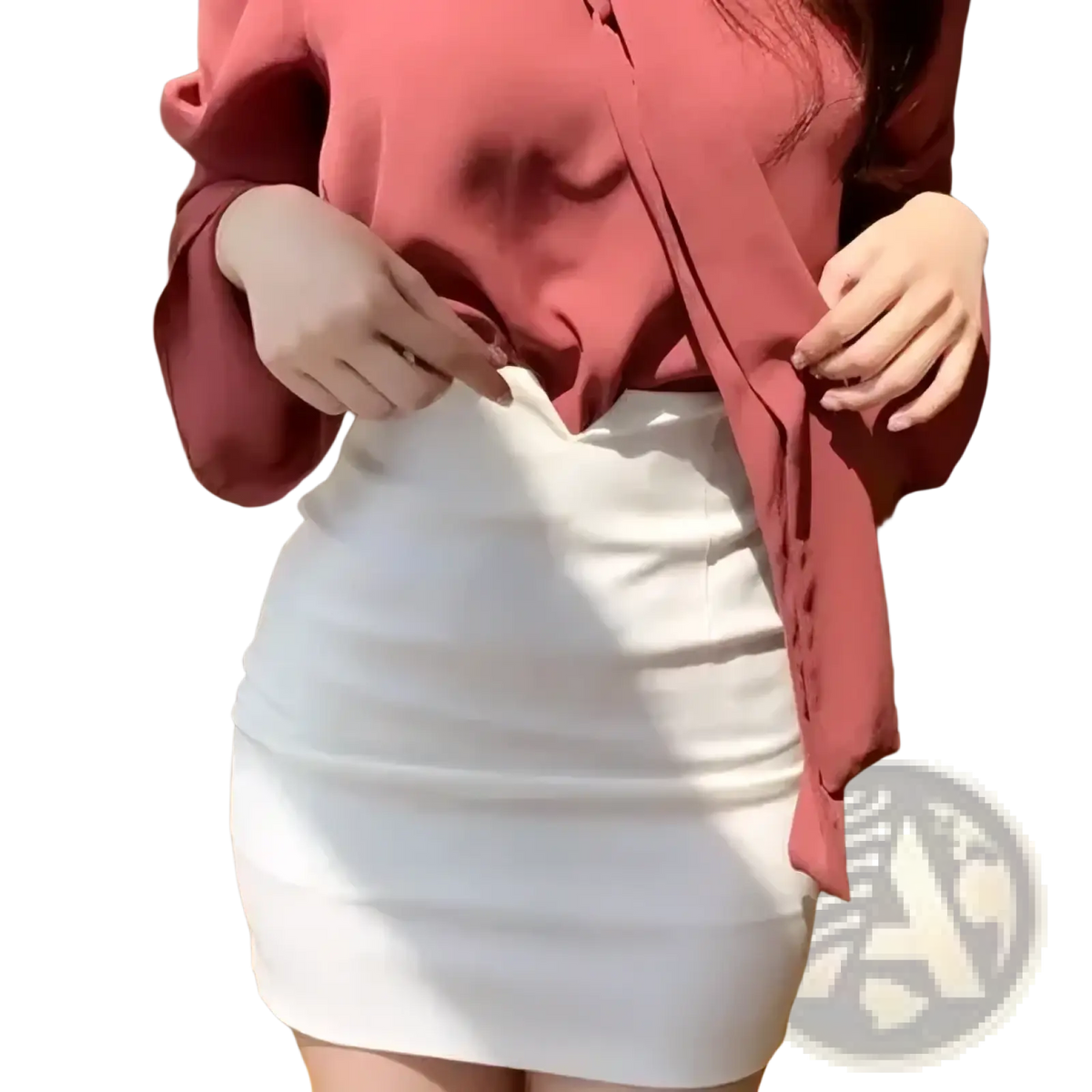 White high waist mini pencil skirt with form-fitting ribbed texture ideal for stylish casual or office wear