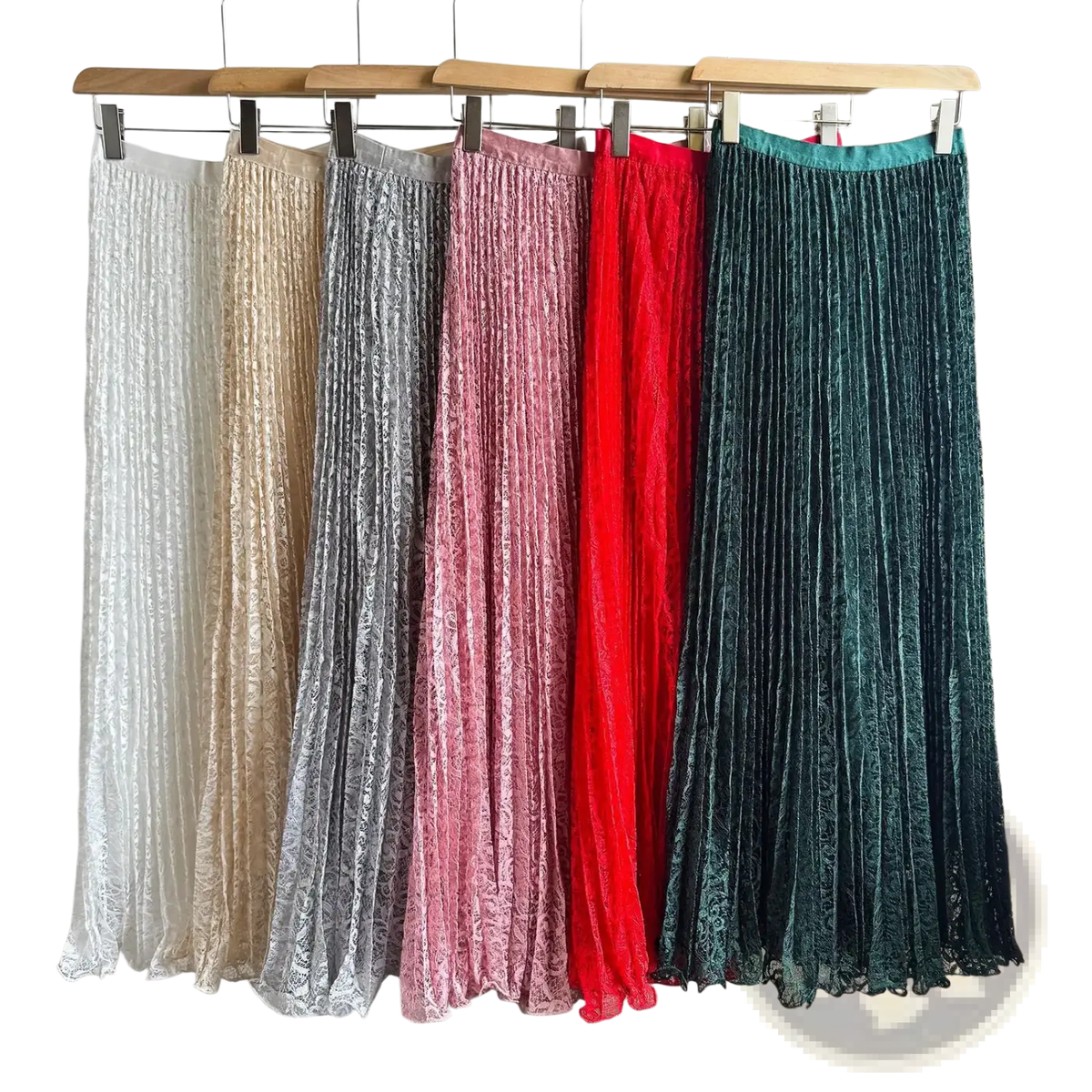 High waist pleated midi skirts in velvet material available in white beige silver pink red and teal for y2k streetwear