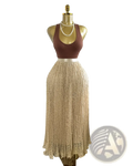 High waist pleated midi skirt in beige lace with floral pattern and satin waistband for y2k streetwear style