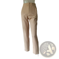 Beige high waist pleated straight leg trousers with tailored fit shown from the back view