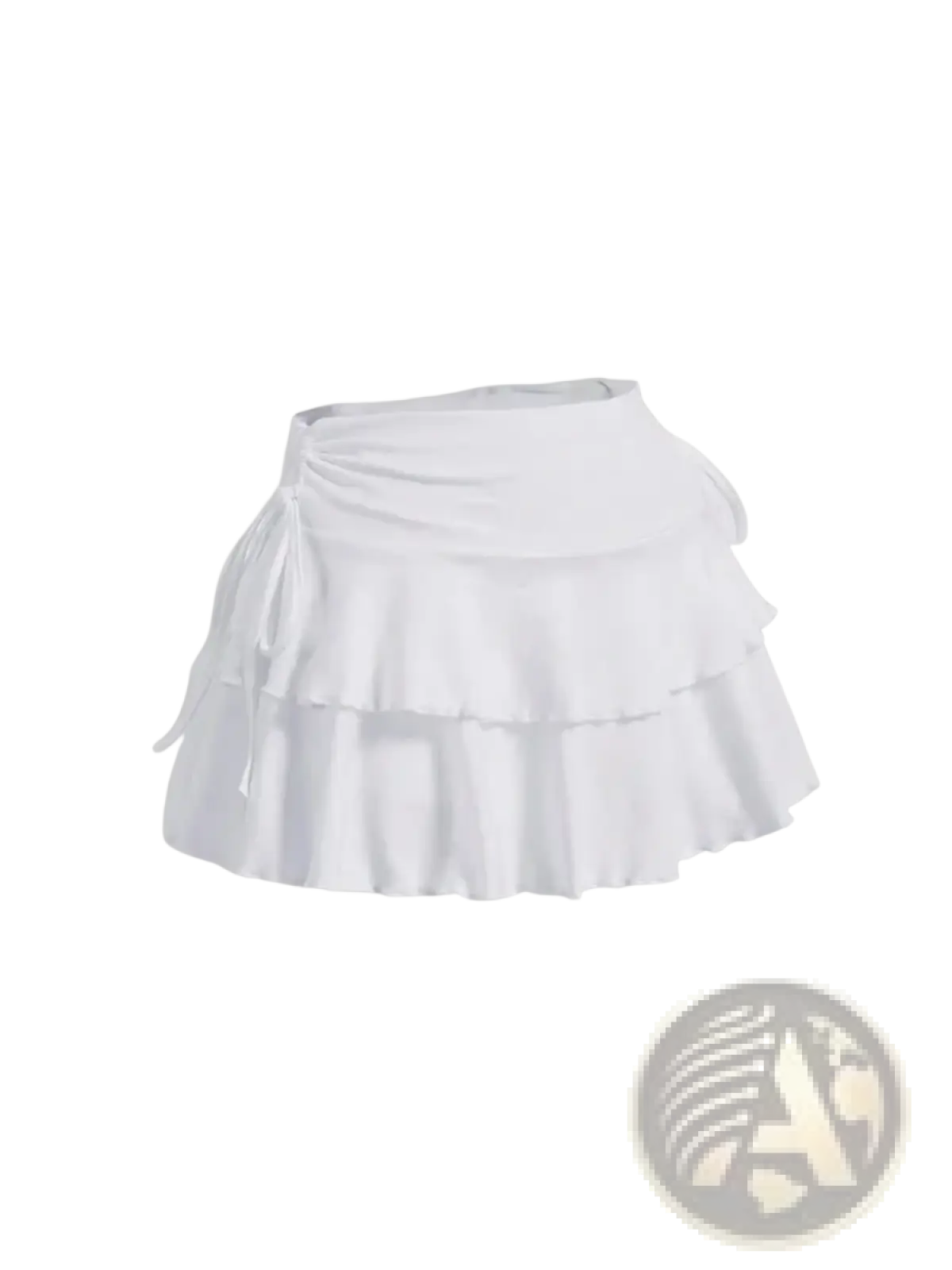 High waist white tiered ruffle skirt with a tied waistband made from lightweight fabric for elegant wear