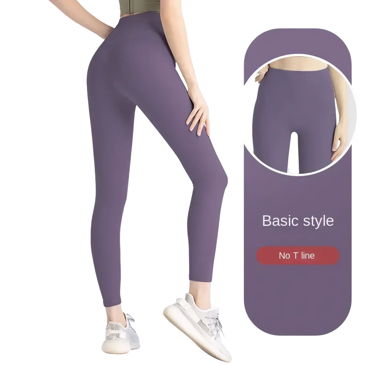 Ketchup purple high waist seamless booty lifting yoga leggings shown from the back with no t line design