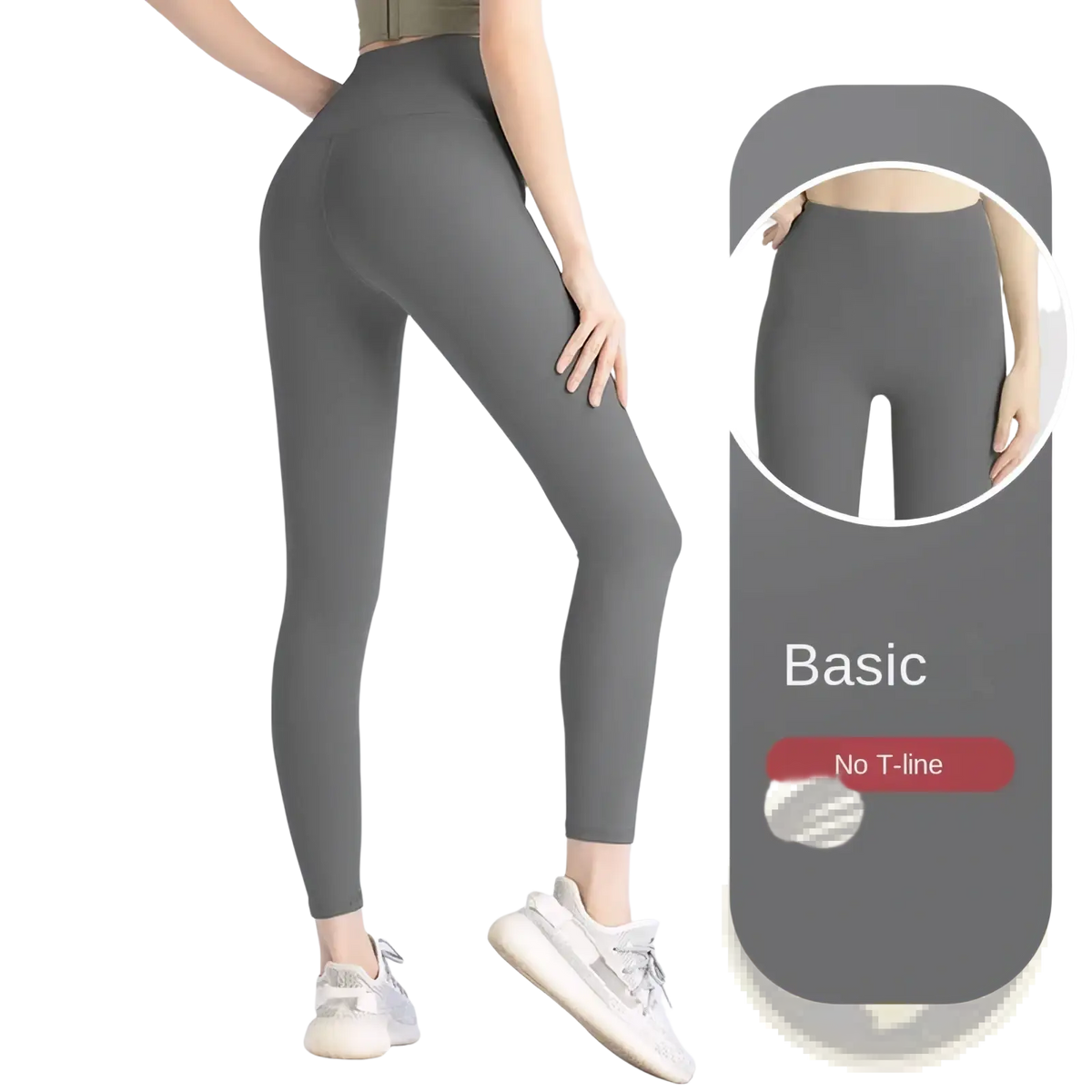 High waist seamless booty lifting sea rock ash leggings with sleek form fitting design and no t line shown from back