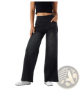 Black high waist wide-leg denim jeans with subtle fading made from sturdy cotton denim fabric