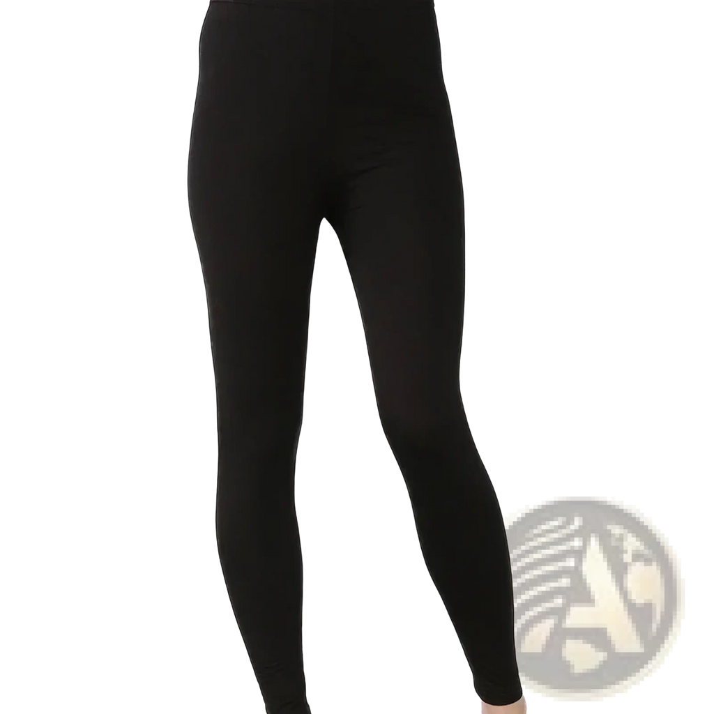 Black high waist stretchy leggings for women made of smooth, form-fitting stretchy fabric for comfortable wear
