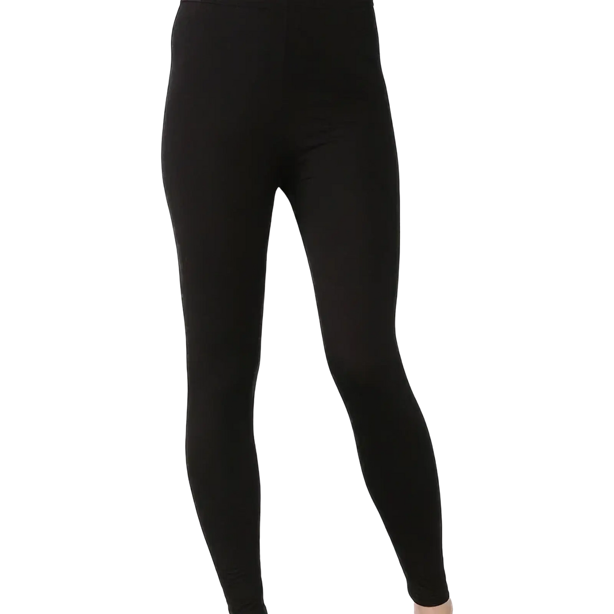 Black high waist stretchy leggings for women made of smooth, form-fitting stretchy fabric for comfortable wear