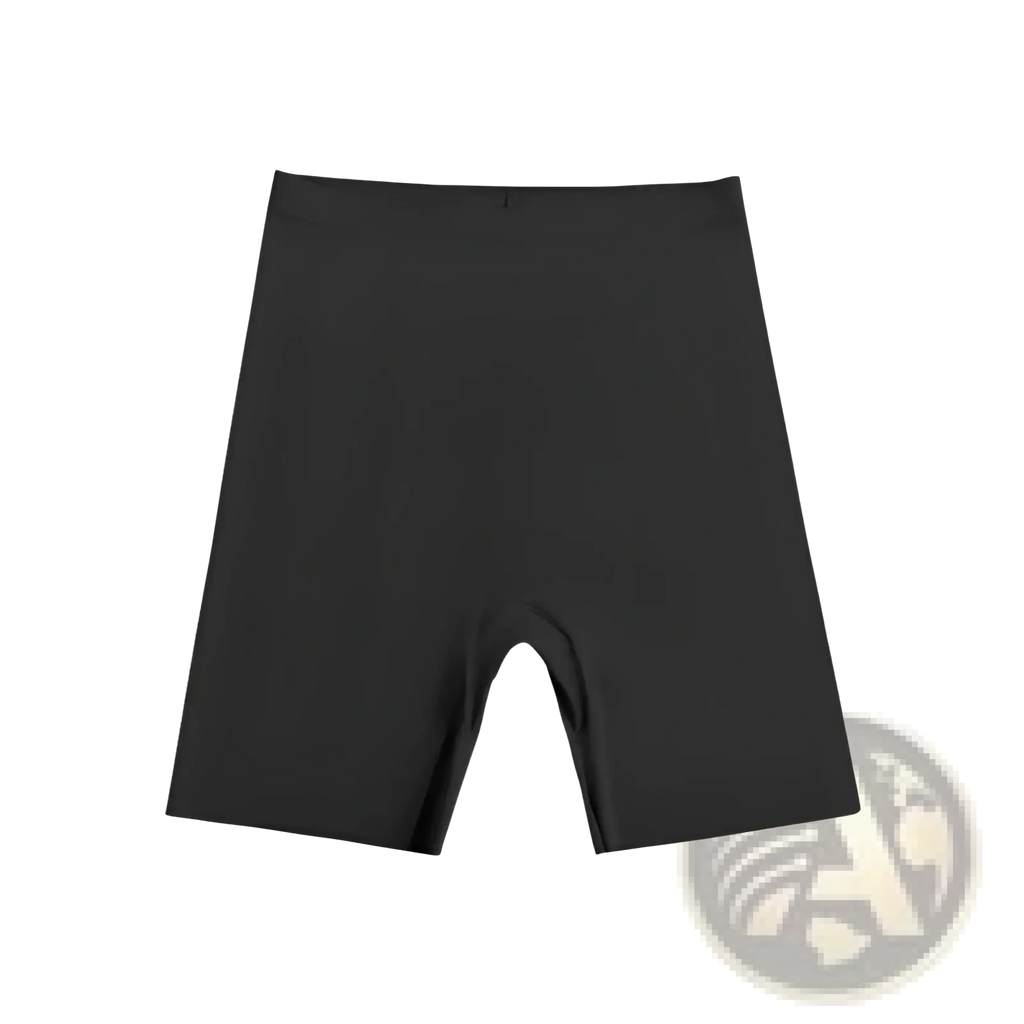 Black high-waist tummy control bike shorts made of seamless smooth stretchy ice silk fabric for safety and comfort