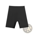 Black high-waist tummy control bike shorts made of seamless smooth stretchy ice silk fabric for safety and comfort