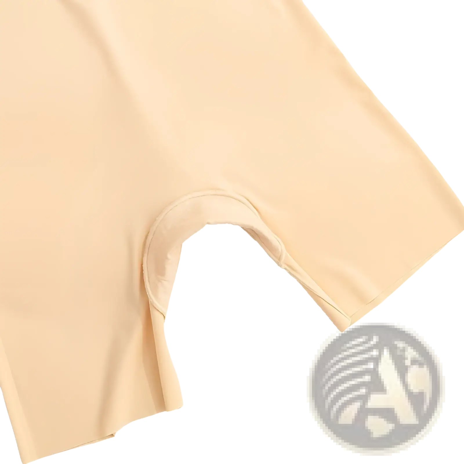 Beige high-waist tummy control ice silk safety shorts with smooth stretchy fabric and elasticated waistband