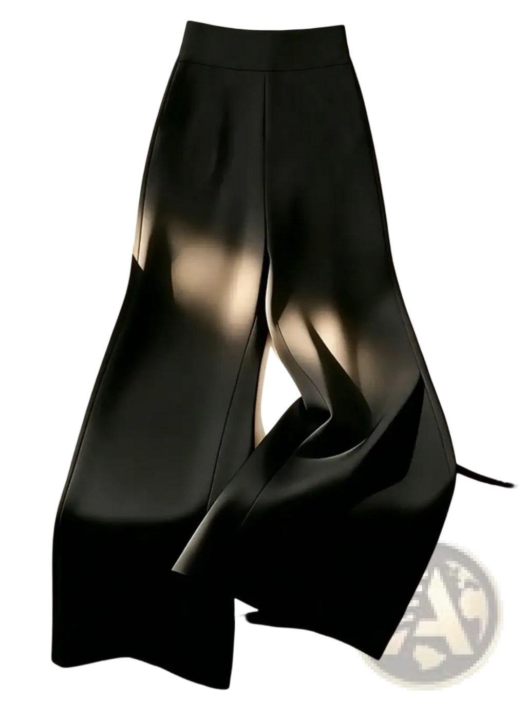 Black high waist wide leg trousers with a smooth satin like finish for elegant formal wear