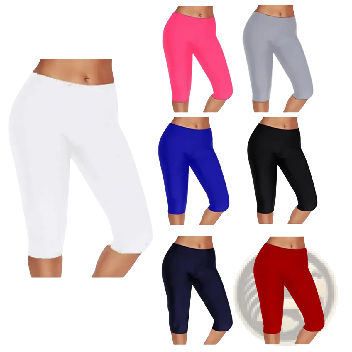 High waisted white capri yoga leggings with a smooth stretchy fabric and a form fitting design