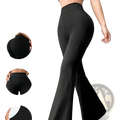 Black high-waisted flare yoga pants made of lightweight breathable fabric with a sleek form-fitting design