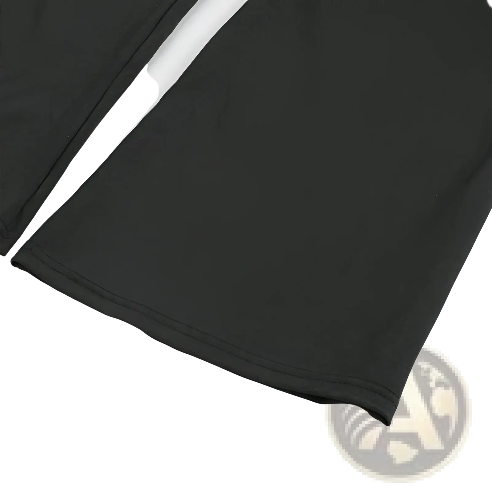 Black high-waisted flare yoga pants made of smooth fabric with a clean hem and subtle stitching detail